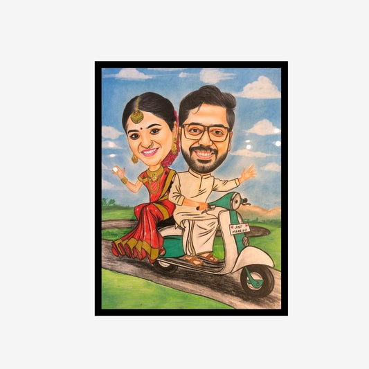Lively Couple Caricature in Color