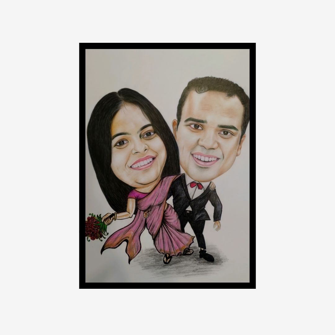 Cheerful and Fun Couple Caricature