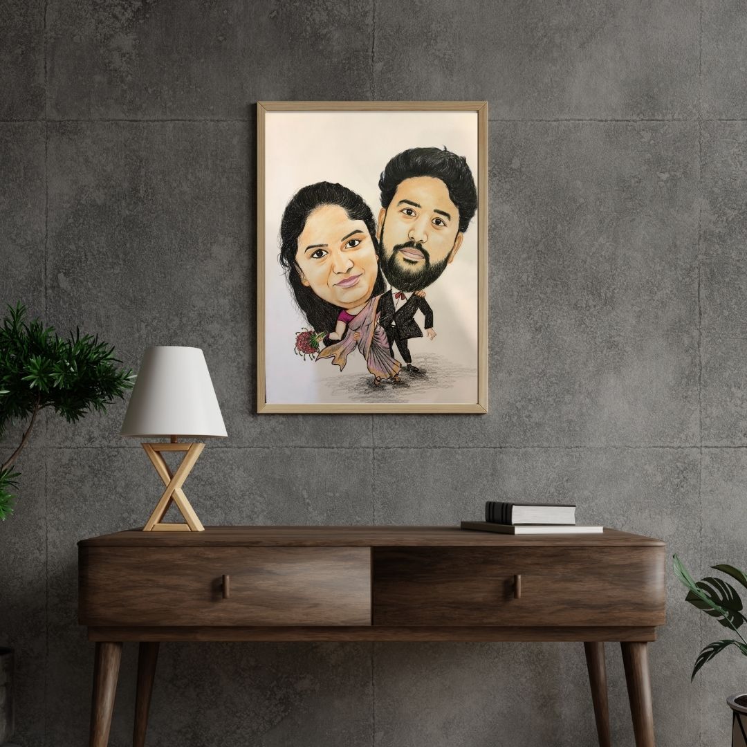 Cheerful and Fun Couple Caricature