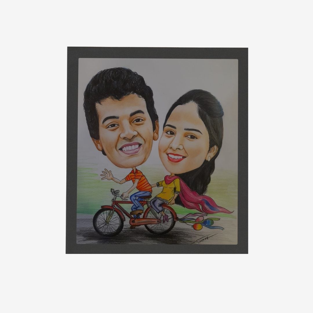 Happy Couple in Color Caricature