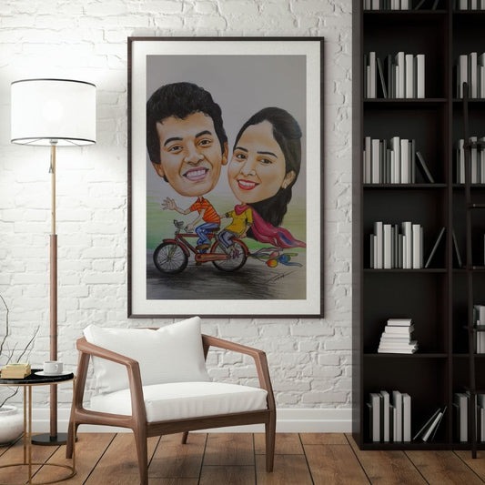 Happy Couple in Color Caricature