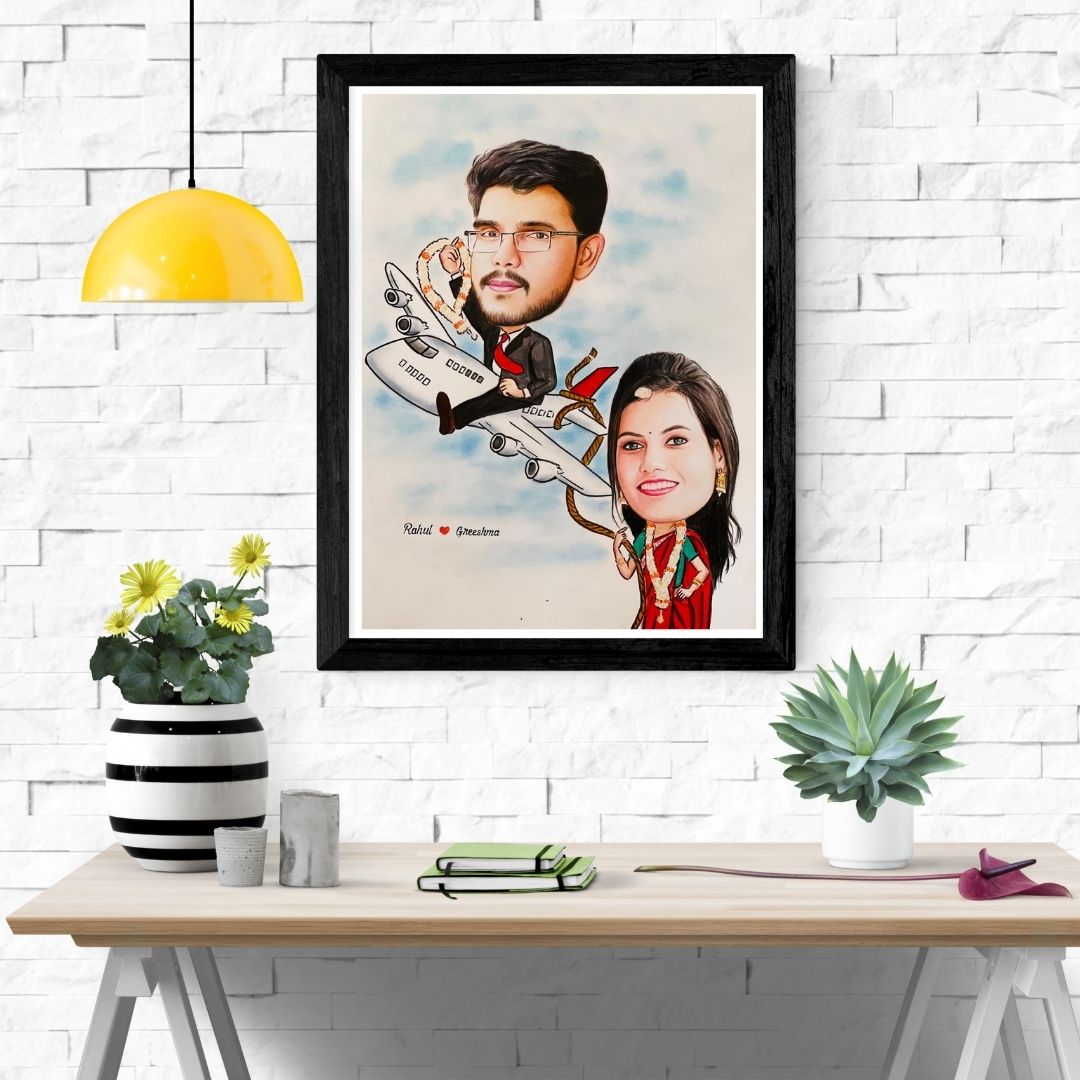 Cheerful and Fun Couple Caricature